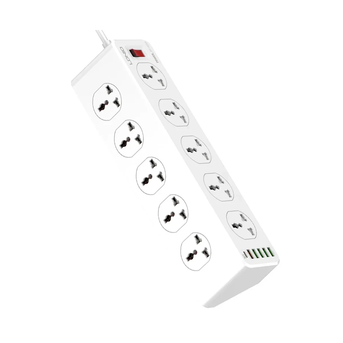 LDNIO SC10610 5 USB-A / 1 USB-C 200CM Power Cord