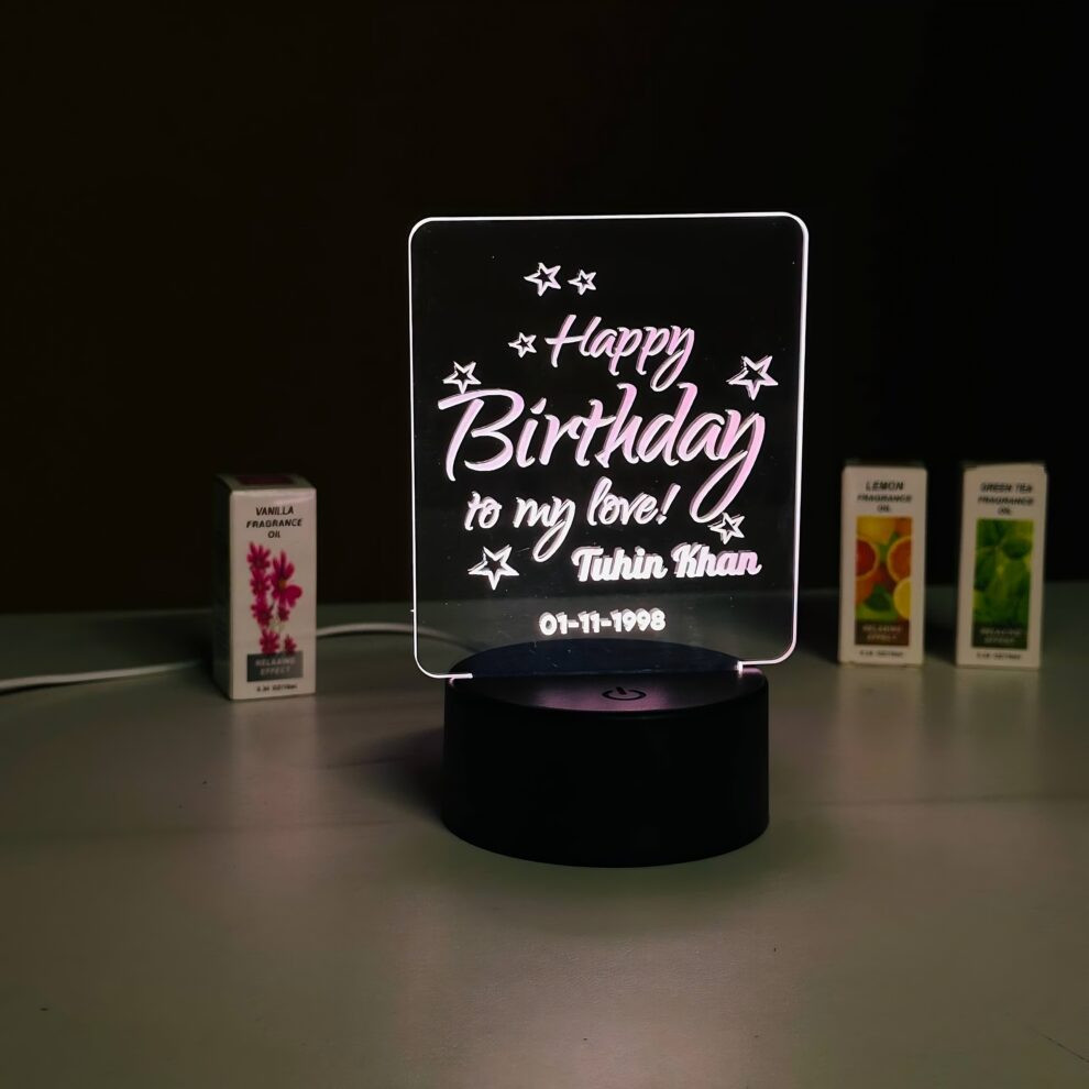 Customizable Happy Birthday Design Acrylic Multicolor Night Lamp